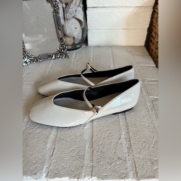 Zara Mary Jane Ballet Flats Ivory Cream Off White Sz 37/6.5 NWOT - Picture 3 of 7